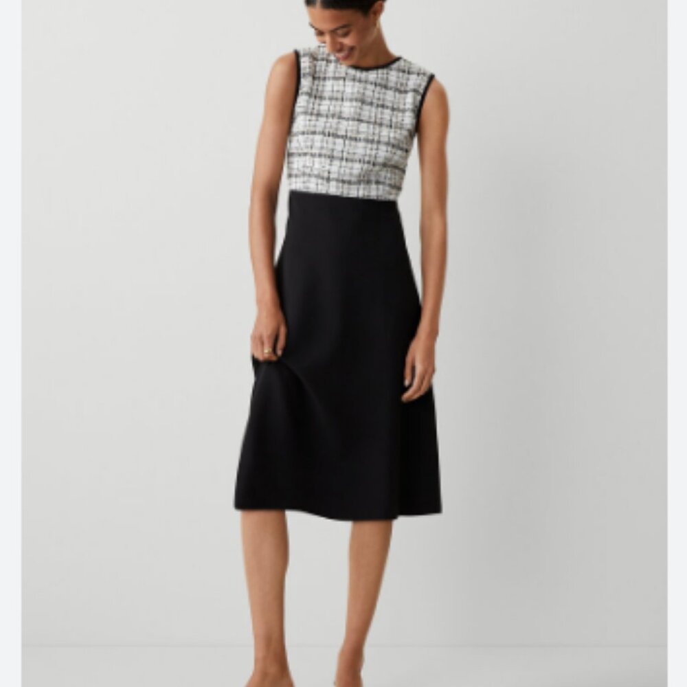 Ann Taylor Tweed Midi Black & White Dress